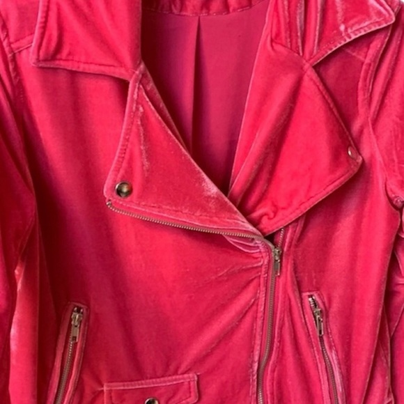Forever 21 Hot Pink Velour Moto Jacket Sz S - Picture 9 of 12